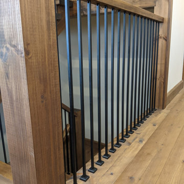 Plain 1/2" Solid Square Shaft Baluster combined with Modern Shoes - Black.