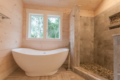 Large beach style bathroom photo in Providence