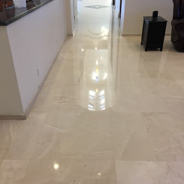 Limestone floor beautifully polished