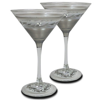 Pewter Vine Martini Glasses, Set of 2