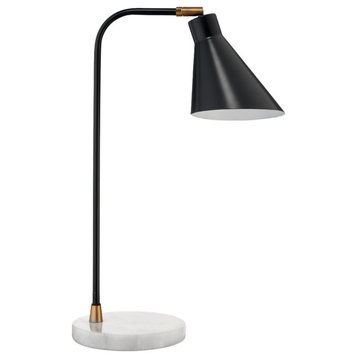 Contemporary Minimalist Black White Task Desk Lamp Adjustable Shade Arm Elegant