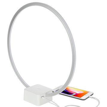 Brightech Circle - LED Modern Bedroom Nightstand Lamp - Super Bright, White