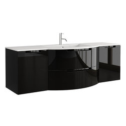 Italian 67 inch Modern Floating Bathroom Vanity Black Finish - Bathroom Vanities And Sink Consoles