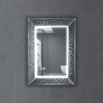 Etsa Luxury Murano Glass Single Vanity LED Mirror, Silver