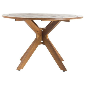 GDF Studio Stanford Outdoor Acacia Wood Round Dining Table
