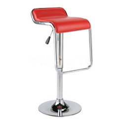Furgus Red/Chrome Adjustable Stool - Bar Stools And Counter Stools