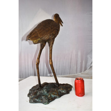 Great Blue Heron Brown Patina Bronze Statue Size: 25" x 15" x 25"H