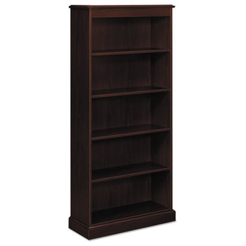 94000 Series 5-Drawer Bookcase, 35-3/4"x14-5/16"x78-1/4", Mahogany