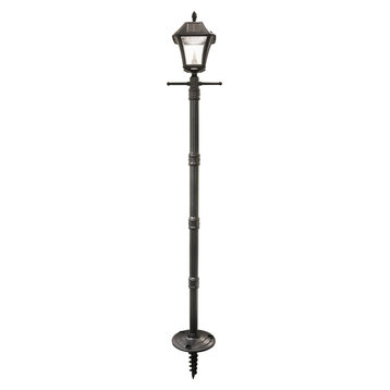 Baytown II Solar Black Lamp Post With Lantern