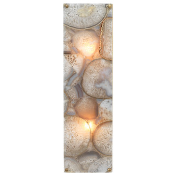Gorgeous Agate Slab 19" Tall Wall Sconce Long Light Natural Stone Slice Gray