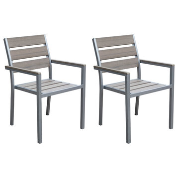 CorLiving Gallant Sun Bleached Gray Outdoor Dining Chairs, Set of 2