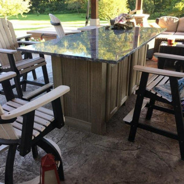 Outdoor kitchen wood neutral tone