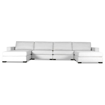 Veranda Sectional, Double Ottoman, White, 6 Pieces, Design: No Button / Cushion