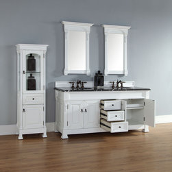 72 inch Cottage White Double Bathroom Vanity Optional Countertops - Bathroom Vanities And Sink Consoles