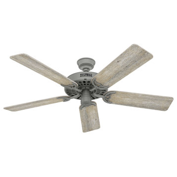 Hunter 52" Hunter Original Matte Silver Damp Rated Ceiling Fan and Pull Chain