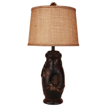 Burnt Sienna and Gold Pinecone Table Lamp