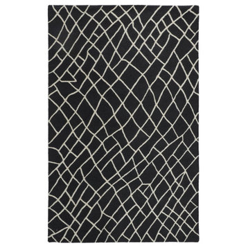 Cavan Contemporary Organic Wool Rug, Black/White, 5'x8'