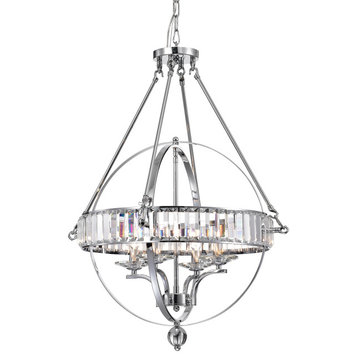 Magellan 4-Light Chrome Sphere Chandelier With Crystals Belt