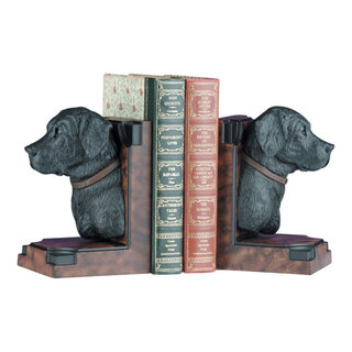 Bookends Bookend Traditional Black Lab Labrador Dog Head Dogs Resin New H Ok-172