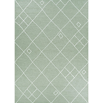 Couristan Timber Orion 7762/0816 Striped Outdoor Rug, Herb Green, 6'4"x9'6"