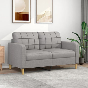 vidaXL Sofa Upholstered Love Seat Sofa Couch for Leisure Light Gray Fabric