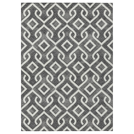 Machine Washable Indoor/Outdoor Chantille ACN621 Black 2'6" x 3'10" Rug