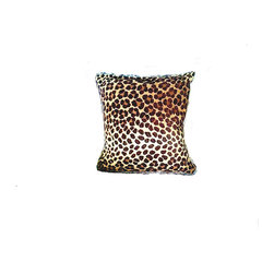 Tomova Jai Designs - Extreme Luxury Collection: Soft Cocoa Brown Faux Fur and Leopard, 16inx16in, All - Decorative Pillows