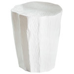 Global Views - Trunk Stool, White - Suitable for both indoor and outdoor, our ceramic Trunk Stool is a fantastically functional piece. Covered in a faux-bois texture complete with growth rings on the surface, this little gem can act as a perfect perch or a sweet accent table. Place anywhere for a touch of woodland whimsy.