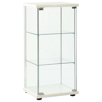 vidaXL Storage Cabinet Tempered Glass White Sideboard Side Cabinet Display