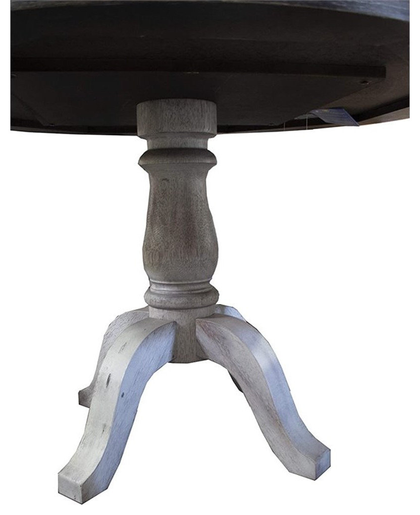Bowery Hill Farmhouse Style Wood Round Dining Table in Weathered Gray ...
