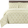 Meridian 100% Cotton Duvet Cover Set, Beige and Ivory, Full/Queen