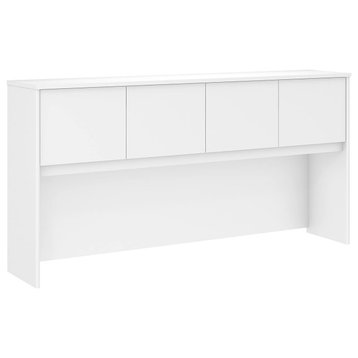 Modern Large Hutch, 4 Self Closing Cabinets and Plenty Storage Space, White