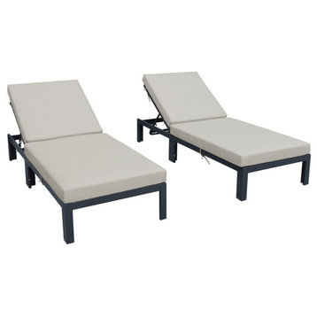 Leisuremod Chelsea Modern Outdoor Chaise Lounge Chair With Cushions Set Of 2...