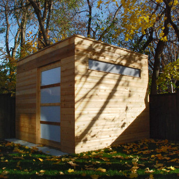 Leaside Modern Backyard Statement with Custom Structures and a Taste of Composit