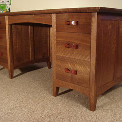Curly Black Walnut Executive Panel Desk - Desks And Hutches