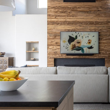 Wall - Modern Mushroom Wood Fireplace Wrap - Greer Fireplace