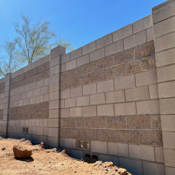 Carefree Perimeter Block Fence with 2 Splitface Block Ribbon Courses