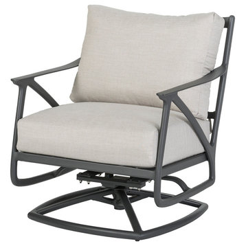 Amari Swivel Rocking Lounge Chair, Carbon, Cast Silver