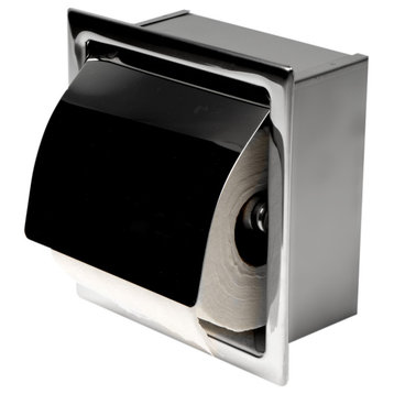 ABTP77-PSS Polished Stainless Steel Recessed Toilet Paper Holder with Cover