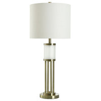 Open Base Lamp Antique Brass Table Lamp Open Metal Work Base, Frosted Glass LED Night ...