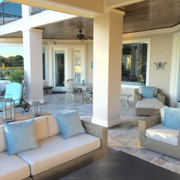 Houston Patio With Restoration Hardware Furniture, Fireplace & Outdoor Kitchen