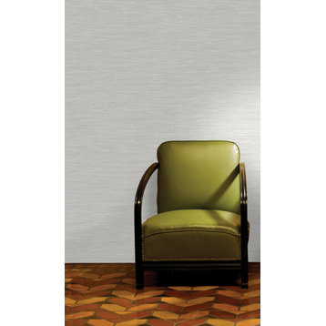 Metallic Grasscloth like Textured Wallpaper, White, Double Roll