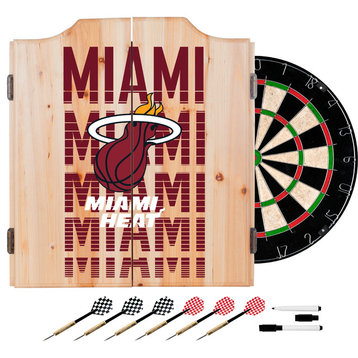 NBA Dart Cabinet Set With Darts and Board, City, Miami Heat