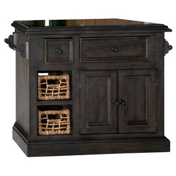 Hillsdale Tuscan Retreat Kitchen Island with Granite Top Weathered Gray