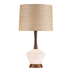 Nova - Nova Rumba Opal Glass 1-Light Medium Wood Table Lamp - Table Lamps