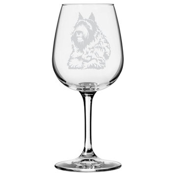 Bouvier Des Flandres Dog Themed Etched All Purpose 12.75oz. Libbey Wine Glass