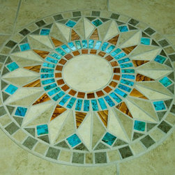 Custom Floor Mosaic Featuring Our Mosaic Turquoise Tile Collection - Mosaic Tile