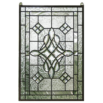 All clear beveled glass hanging window Panel 16"x24"