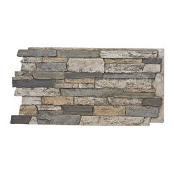 141-BRIGHTON FAUX WIDE STACKED STONE WALL PANELS - 24"H - Wall Panels