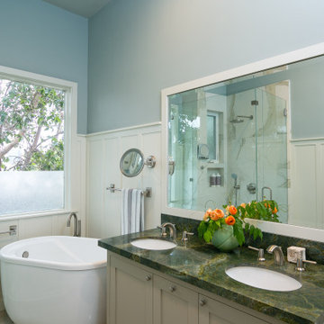 Japanese Soaking Tub Anchors Master Bathroom